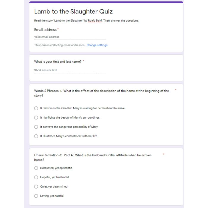 Lamb to the slaughter quiz