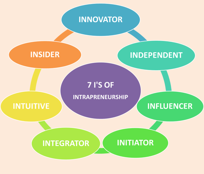 Select the characteristics of an intrapreneur